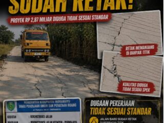 Sorotan Proyek Jalan Purwajaya–Kedaton: Baru Sebulan Selesai, Retakan Sudah Bermunculan