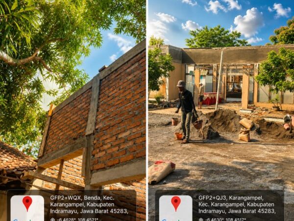 Pekerjaan Rehab Gedung Kantor Kec. Karangampel Dinilai Asal-asalan, Pemasangan Bata Miring Hingga Dugaan Pengabaian K3